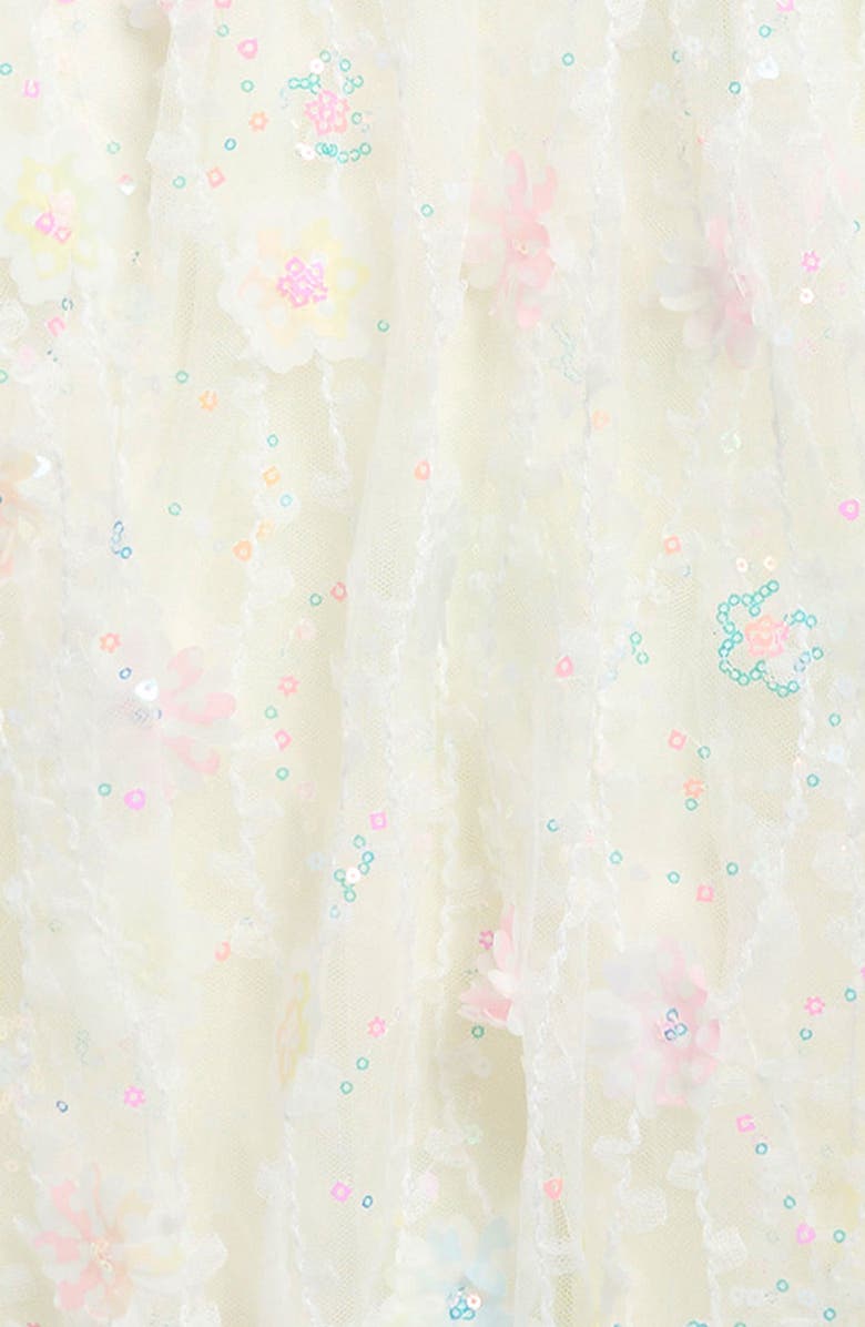 Zunie Kids' Sequin & Floral Appliqué Float Dress, Alternate, color, Ivory