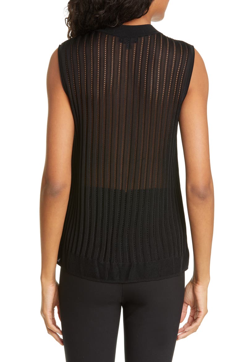 Alisha Rib Openwork Back Tank, Alternate, color, BLACK
