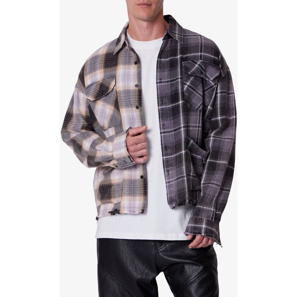 Mnml Mixed Flannel Button-up Shirt In Brown