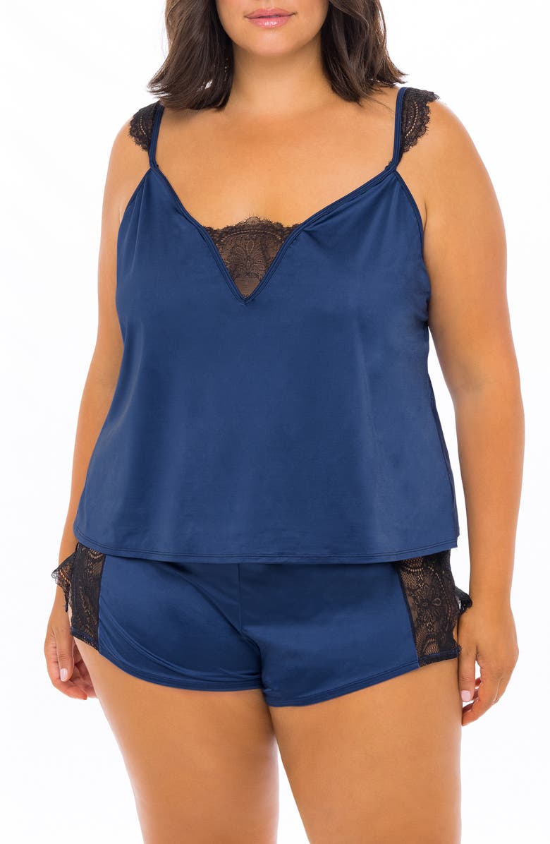 Oh La La Cheri Lace Trim Satin Pajamas, Main, color, 