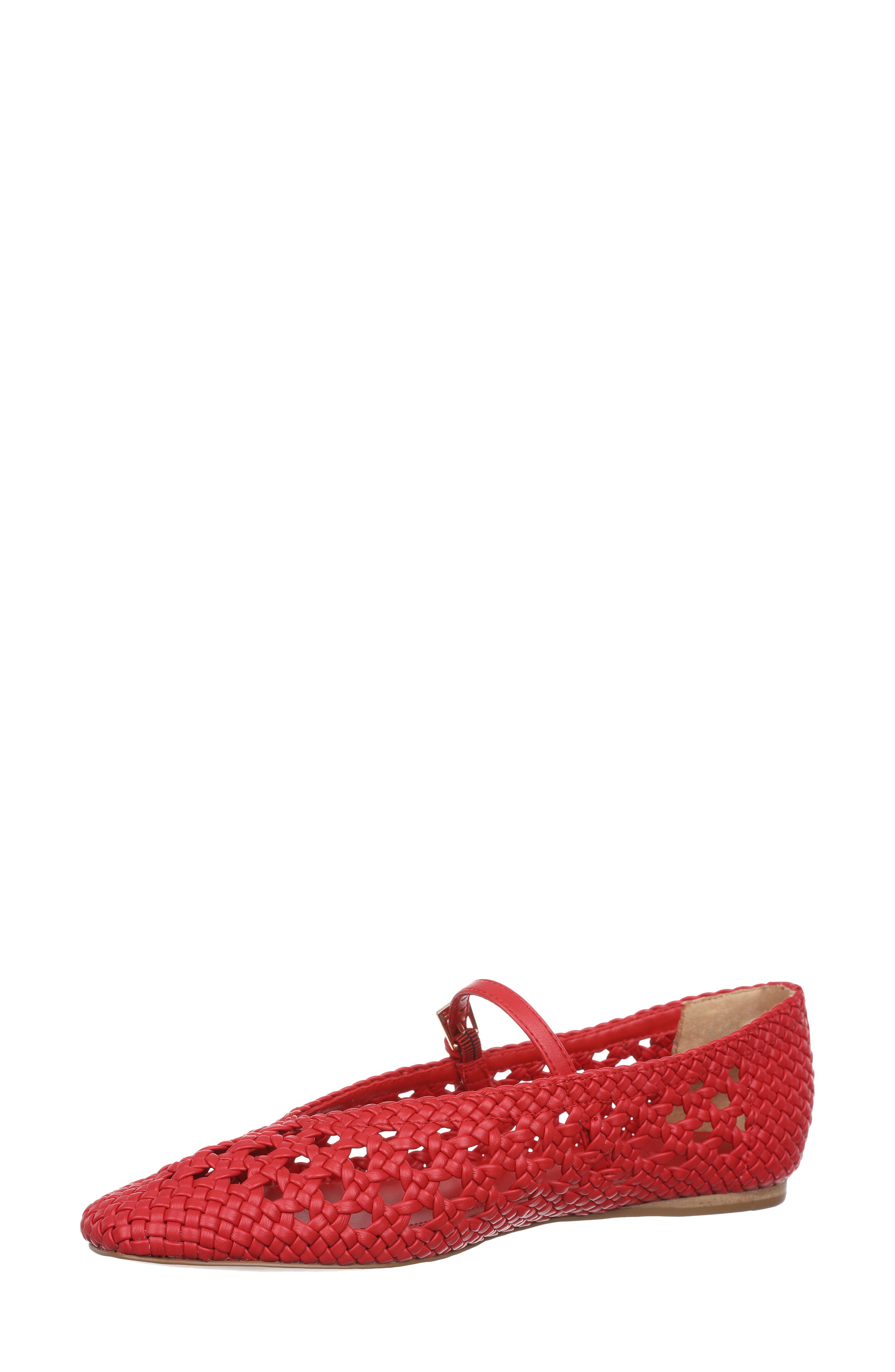 Maren Woven Mary Jane Flat (Nordstrom Exclusive), Alternate, color, RED ROSE