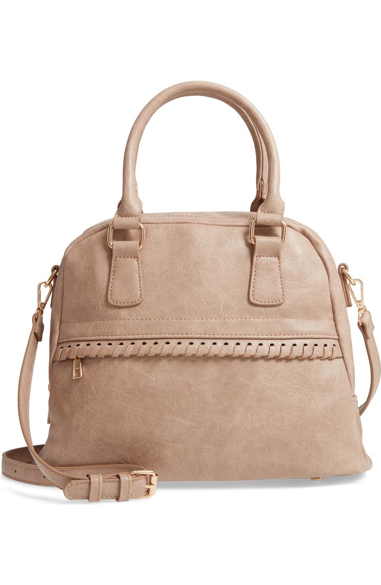 Sole Society Vulin Whipstitch Faux Leather Satchel, Main, color,