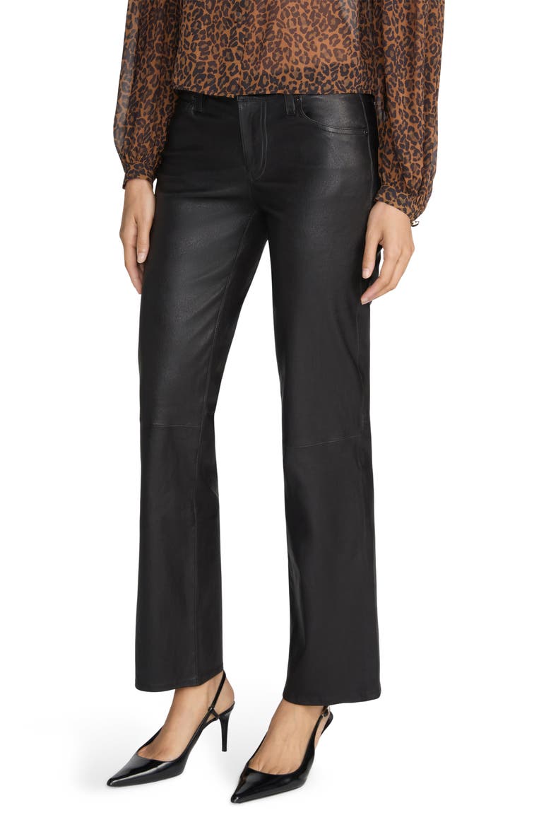 The Cigarette Leather Straight Leg Pants, Alternate, color, BLACK