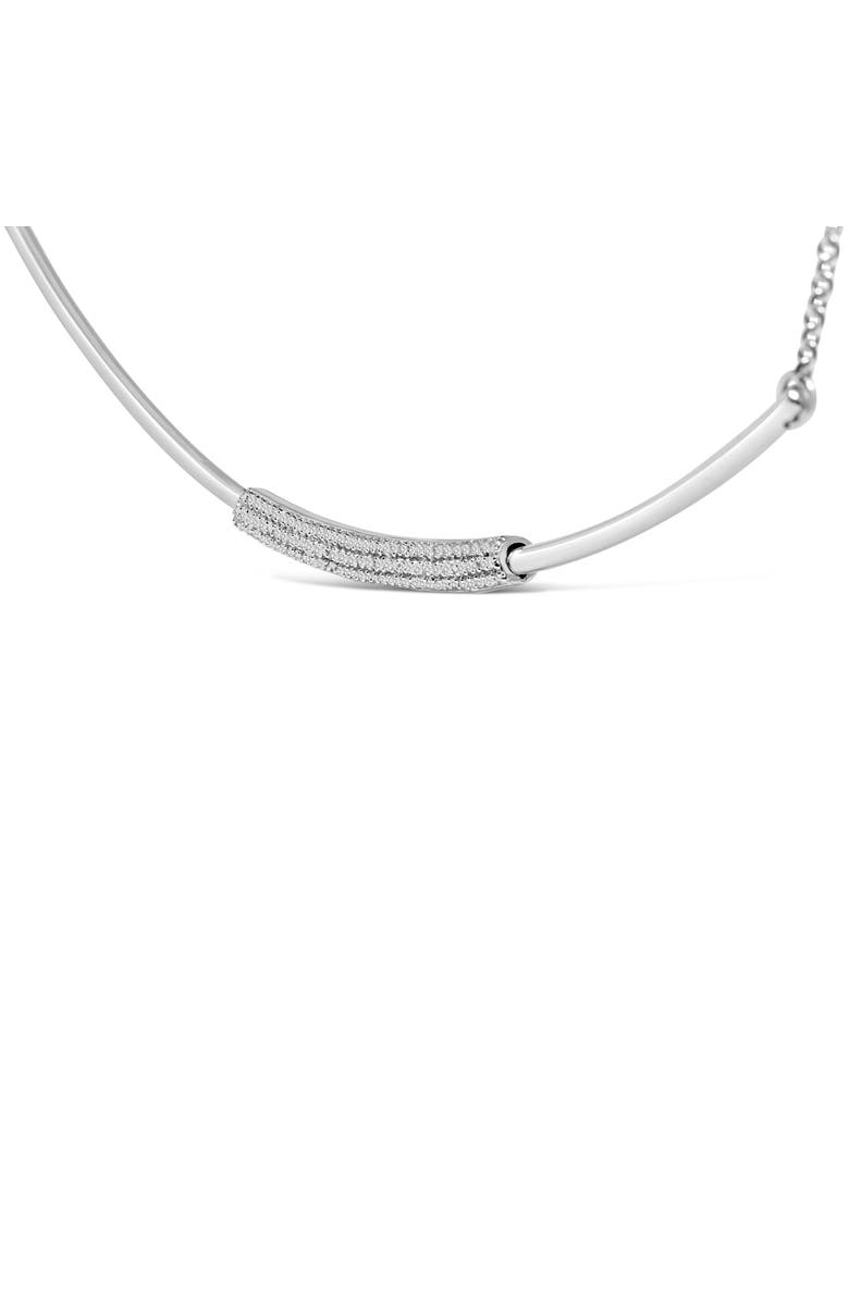 Haus of Brilliance .925 Sterling Silver 1/5 Cttw Diamond Curved Bar Diamond Necklace, Alternate, color, Silver