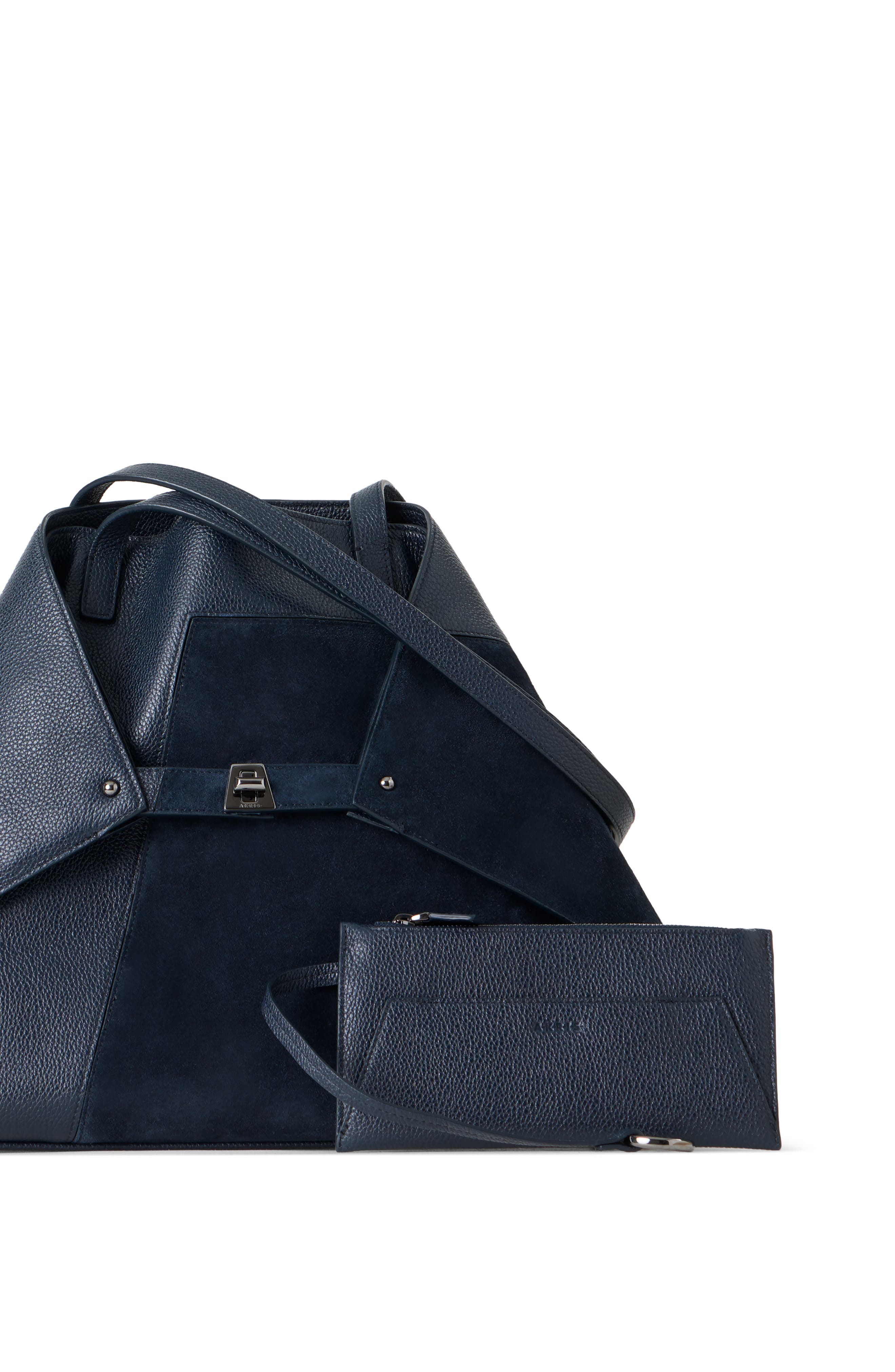 Akris Medium AI Leather 
Suede Convertible Shoulder Tote, Alternate, color, Denim