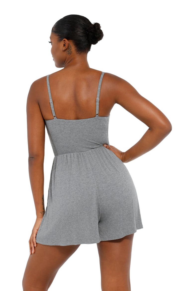 Shapewear Modal Tummy Control Wide-Leg Romper, Alternate, color, Cadet Grey