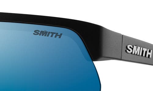 Smith Xc 138mm Chromapop™ Polarized Oversize Shield Sunglasses In Matte Black/polarized Blue