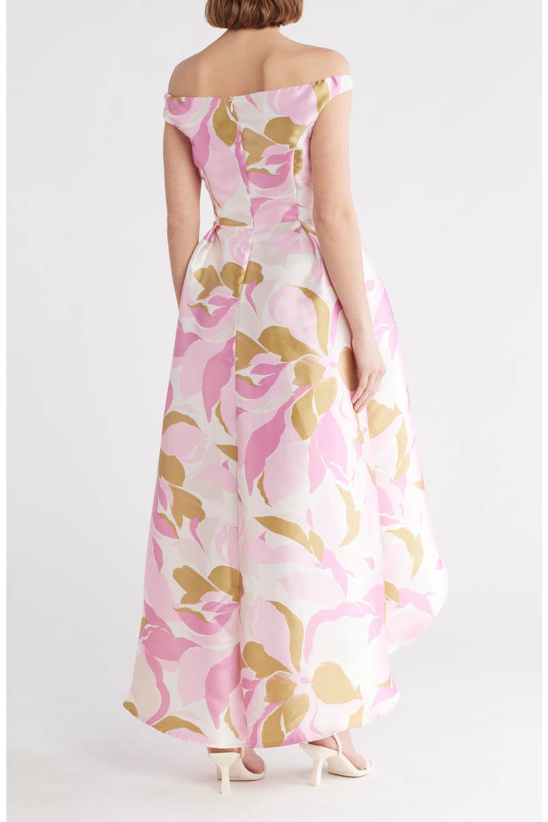 Floral Off the Shoulder A-Line High-Low Gown, Alternate, color, LIGHT PINK