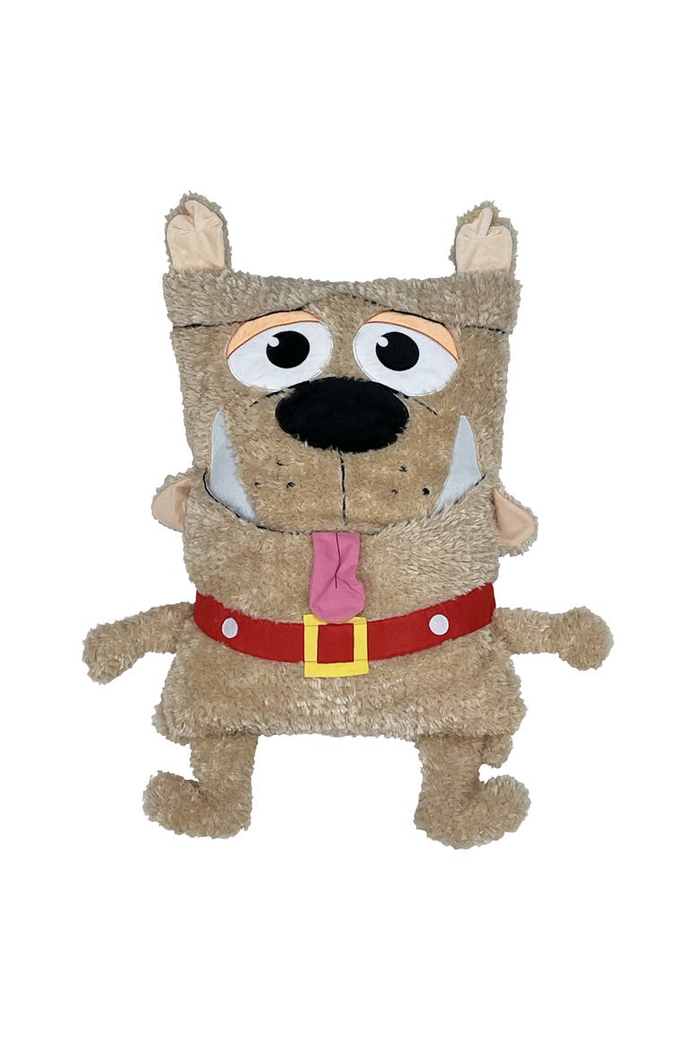 Dog Brown Plush Pillow Cover, Soft Huggable Animal Character, Main, color, Multicolored