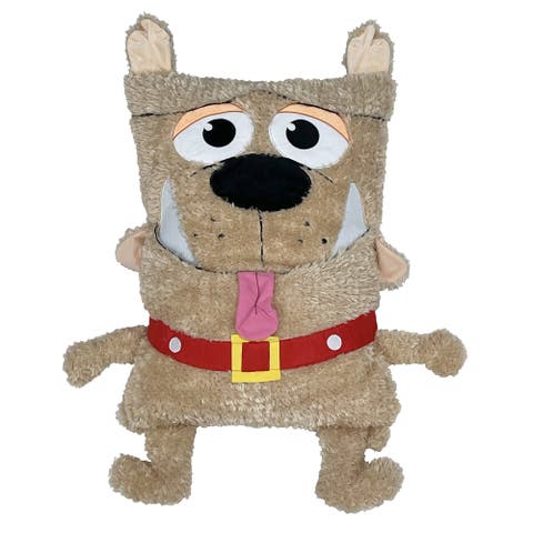 Dog Brown Plush Pillow Cover, Soft Huggable Animal Character