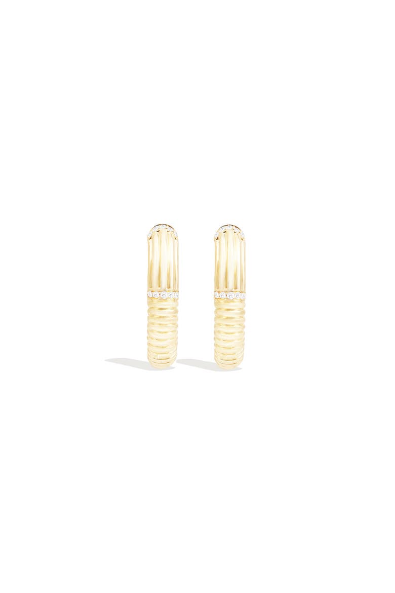 Found Ribbed Oval Hoop Earring, Main, color, Diamond-Gold