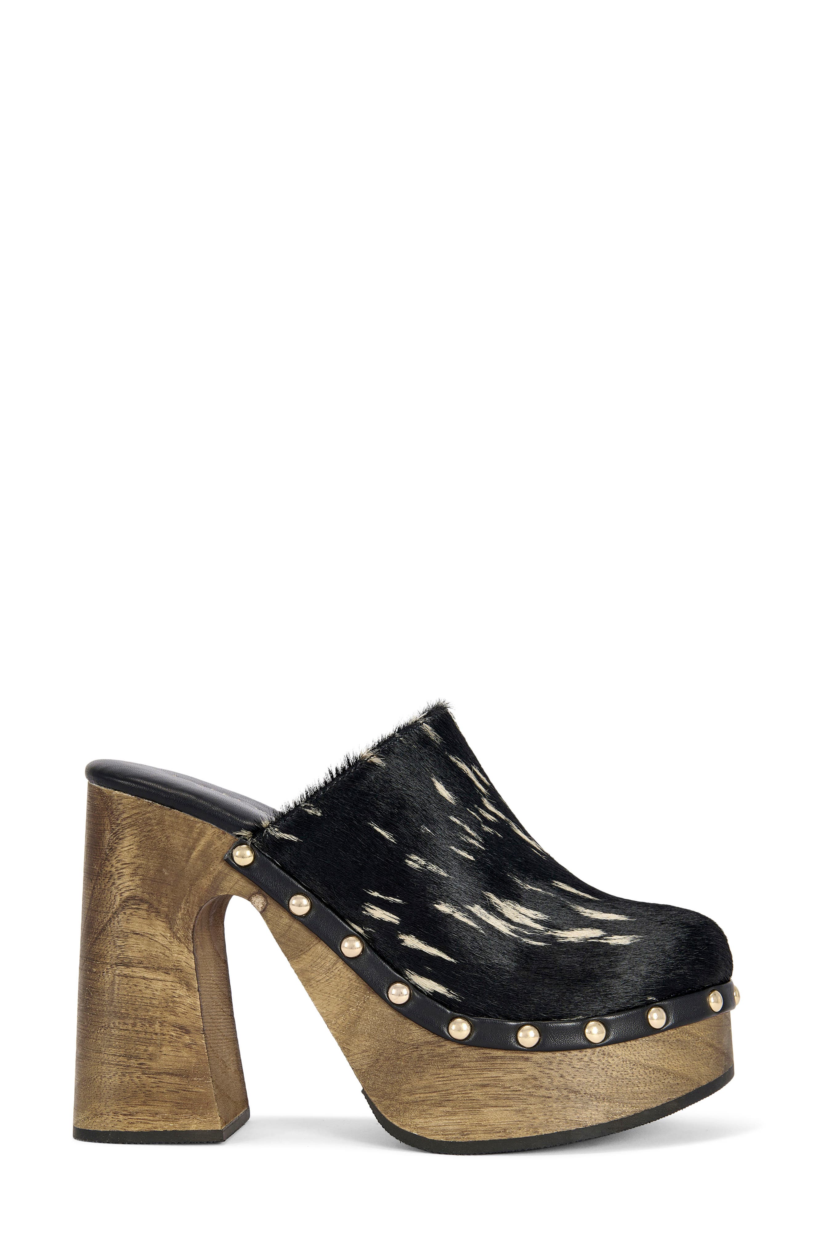 Picard Genuine Calf Hair Platform Clog, Alternate, color, BLACK MULTI