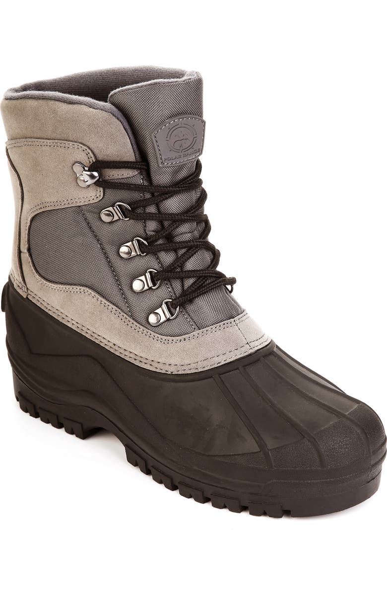 POLAR RANGE Peak Waterproof Duck Toe Snow Boot, Main, color, Grey