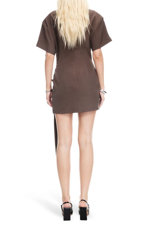 Lioness Martini Draped Belt Minidress In Brown