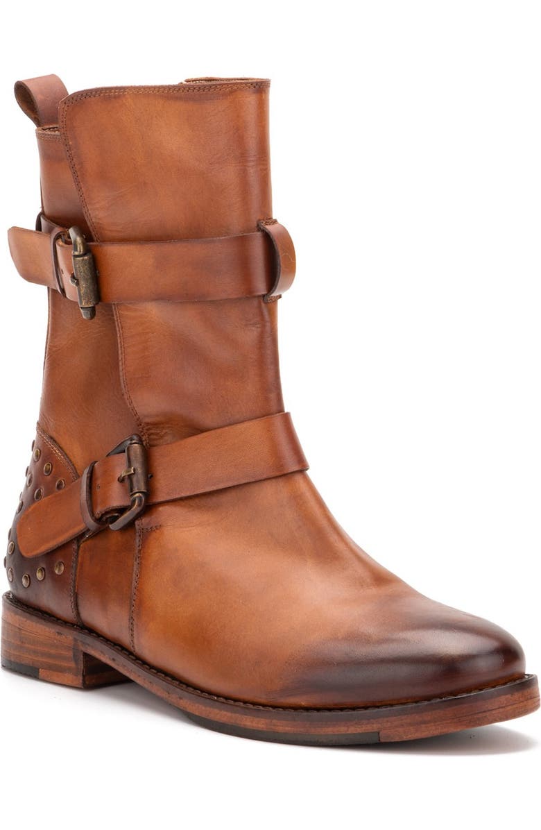 VINTAGE FOUNDRY Sherry Buckled Leather Boot, Main, color, Tan