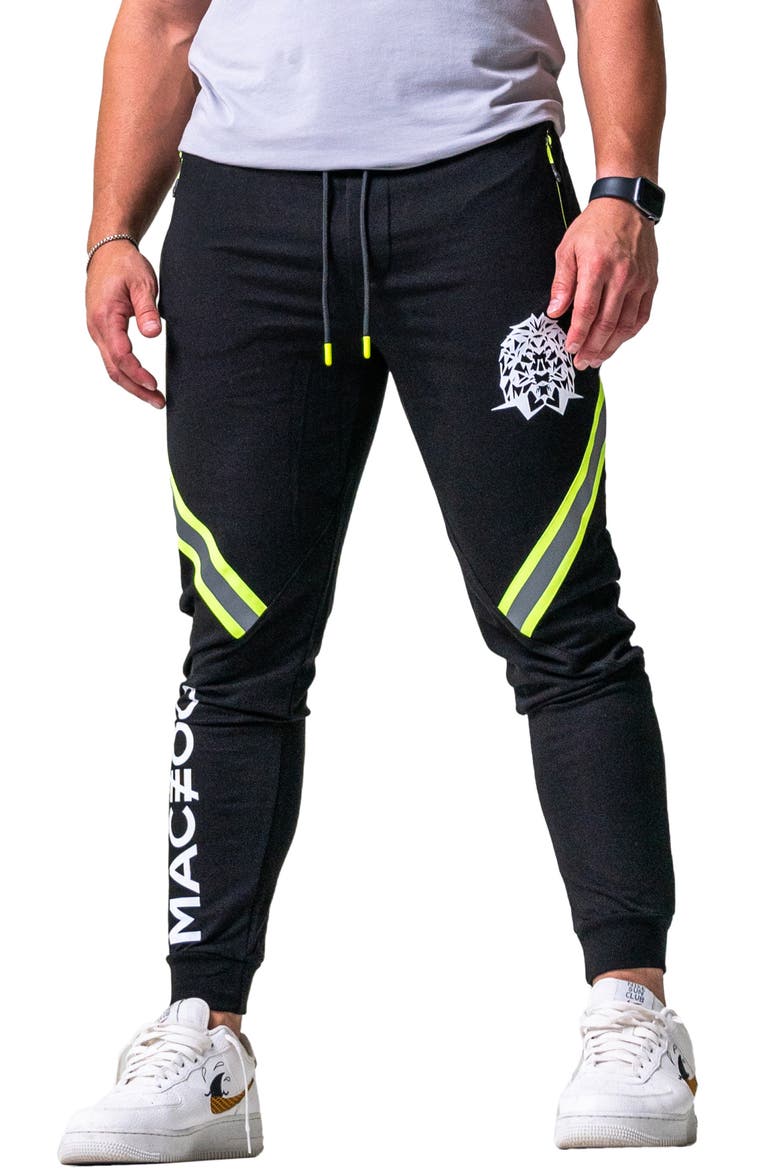 Lightning Reflective Cotton Knit Joggers, Alternate, color, BLACK