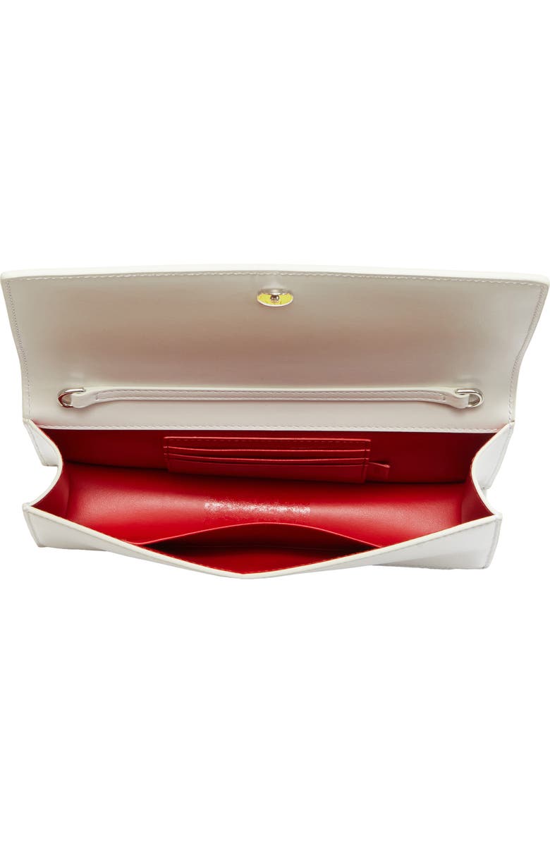 Christian Louboutin Bettina Leather Clutch, Alternate, color, White/ Silver