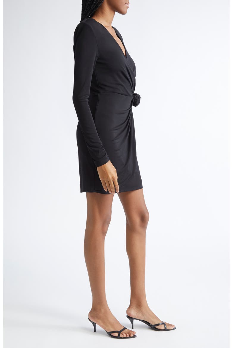 Saba Wrap Front Long Sleeve Minidress, Alternate, color, BLACK