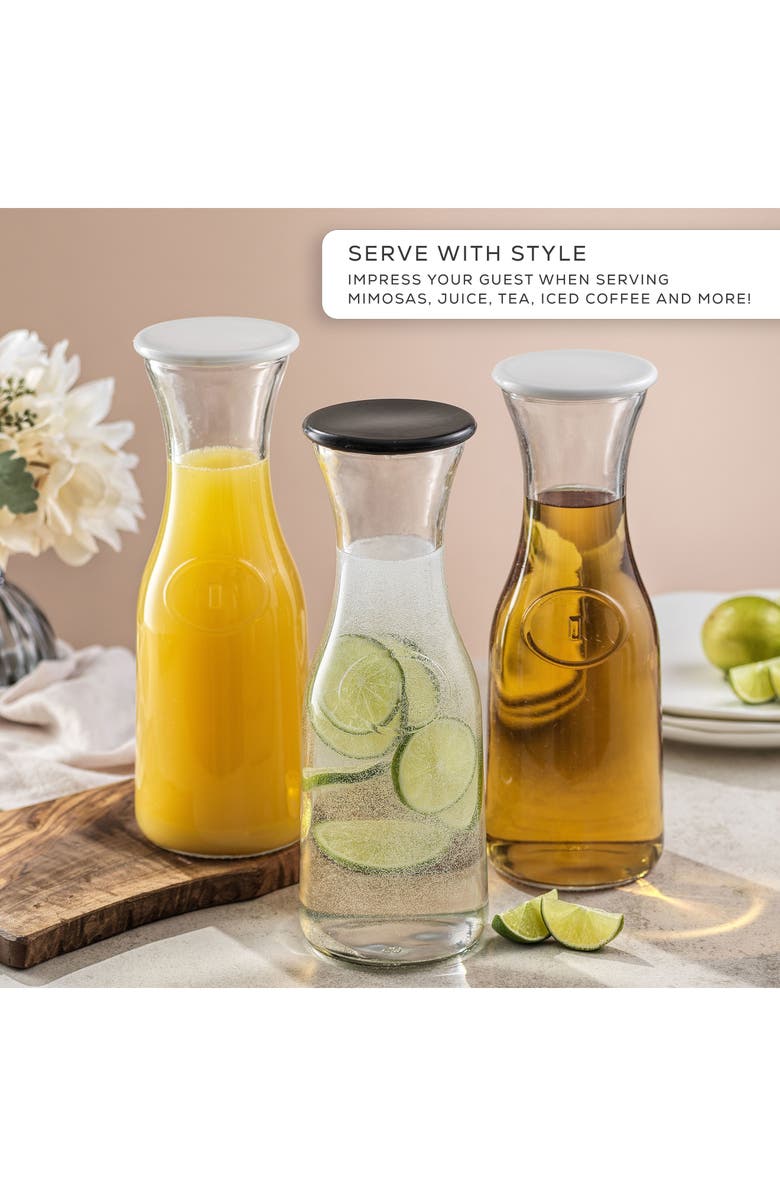 JoyJolt Hali Set of 4 Glass Carafe, Alternate, color, Clear