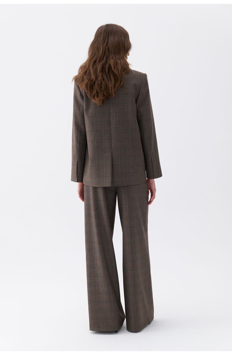 Nocturne Padded Shoulder Plaid Blazer, Alternate, color, 