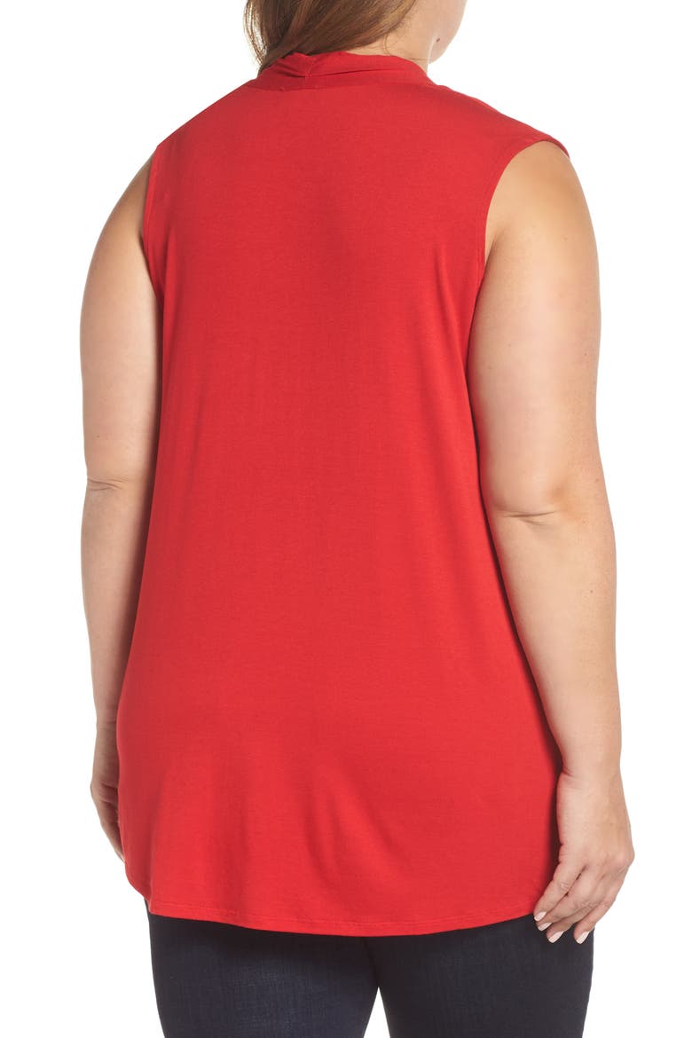 Sleeveless V-Neck Knit Blouse, Alternate, color, RADIANT RE
