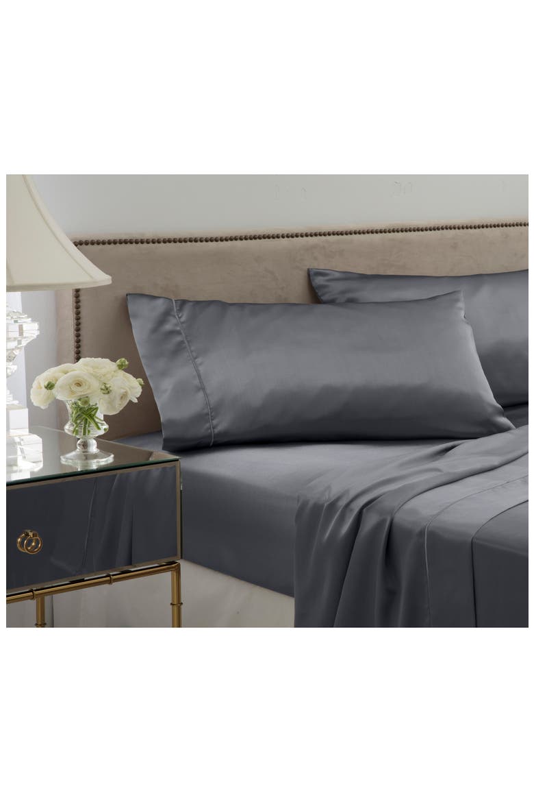 Set of 2 Elegance Satin Pillowcases, Alternate, color, SILVER