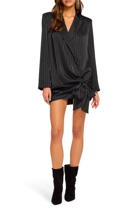 Irina Pinstripe Tie Minidress