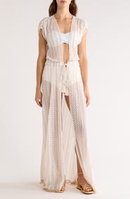 Ramy Brook Katherine Swirl Tie Front Cover-Up Maxi Dress