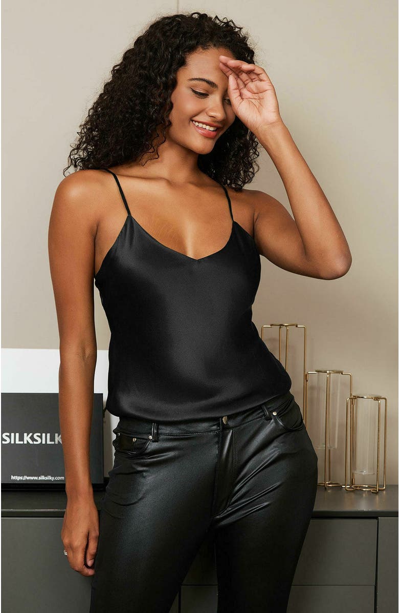 SILKSILKY Pure Silk Spaghetti Strap Camisoles, Alternate, color,