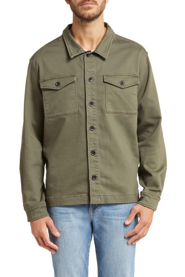 Lounge Twill Knit Shirt Jacket, Alternate, color, MILITARY