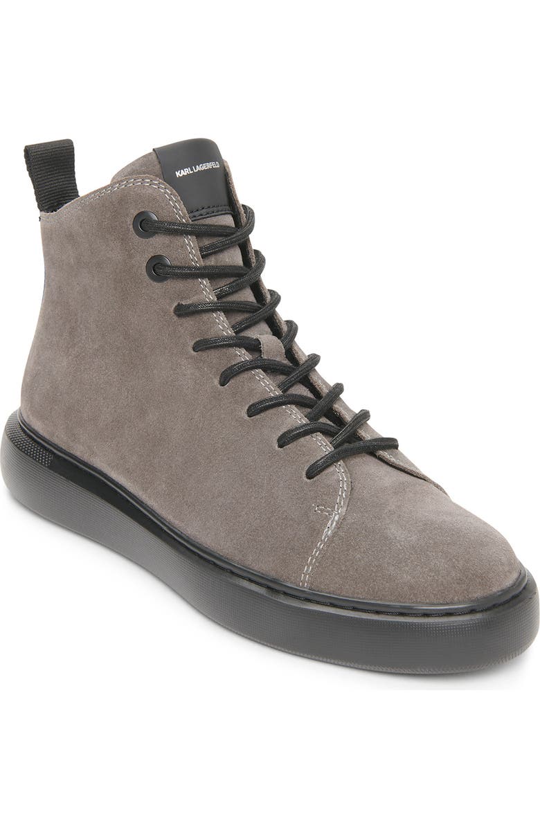 KARL LAGERFELD PARIS Suede Side Zip Bootie, Main, color,