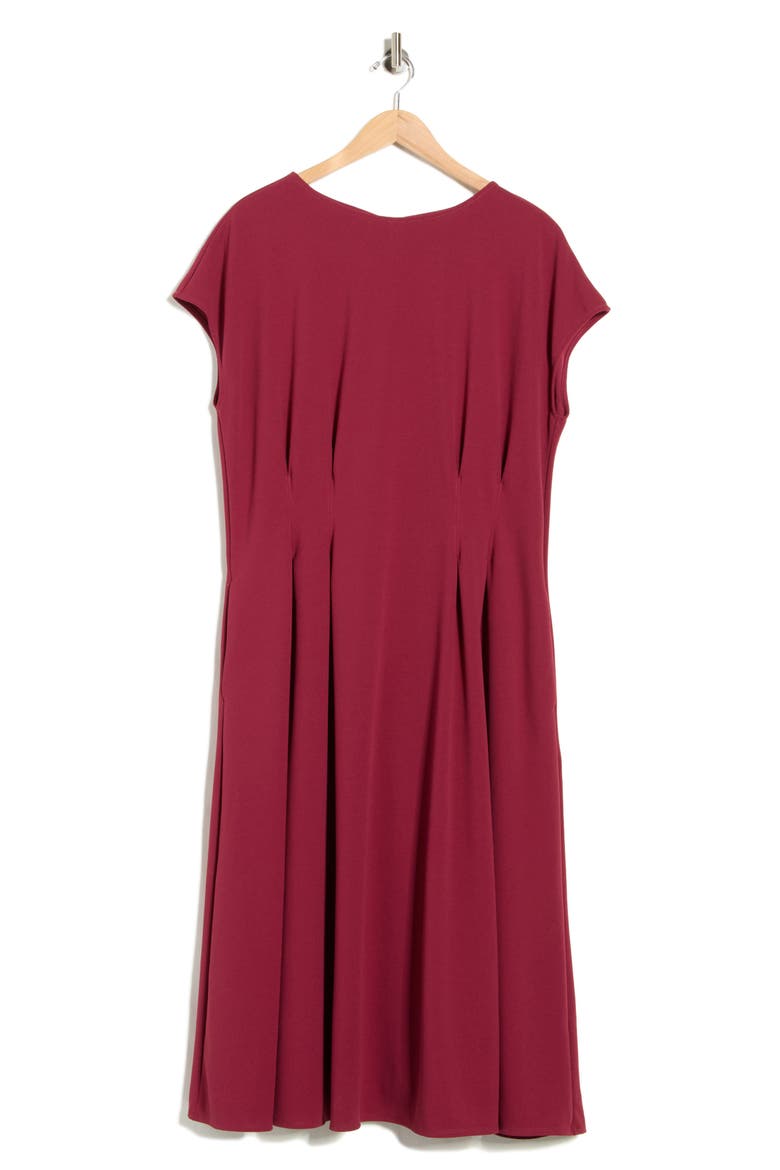 Pleated Cap Sleeve Midi Dress, Alternate, color, BURGUNDY RHODE
