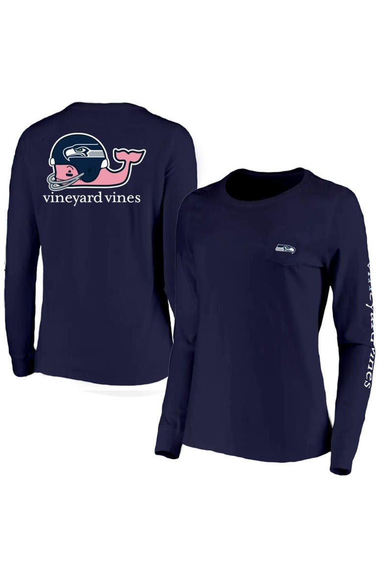 Women's Vineyard Vines College Navy Seattle Seahawks Helmet Long Sleeve T-Shirt, Main, color, Navy