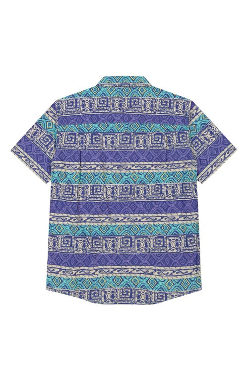 QUIKSILVER QUIKSILVER KIDS' GLOBAL HEAT STRIPE SHORT SLEEVE COTTON BUTTON-UP SHIRT