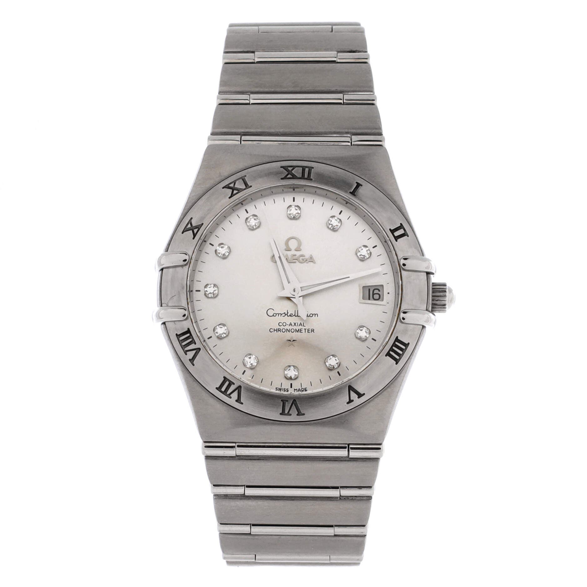 Constellation Co-Axial Chronometer Automatic Watch Stainless Steel with Diamond Markers 35, Main, color, Metallic Silver