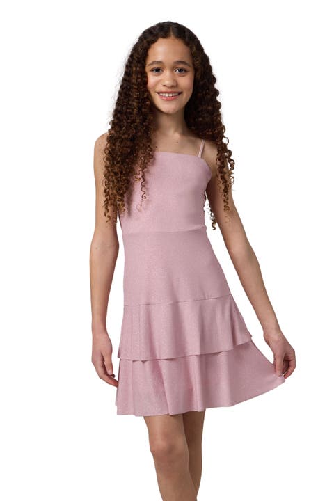 Glitter Bow Back Tiered Dress