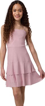 Un Deux Trois Glitter Bow Back Tiered Dress