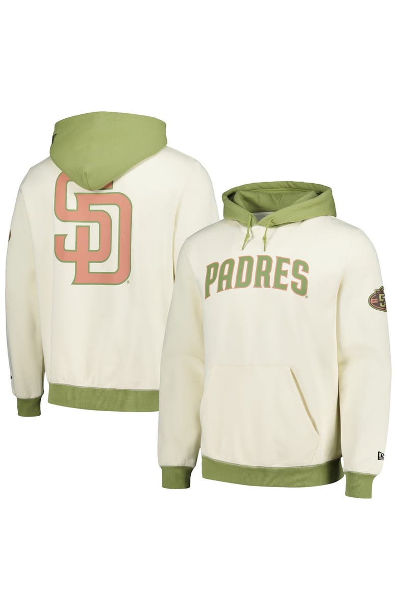 New Era Men's New Era Cream/Green San Diego Padres Color Pop Pullover Hoodie, Main, color, Cream