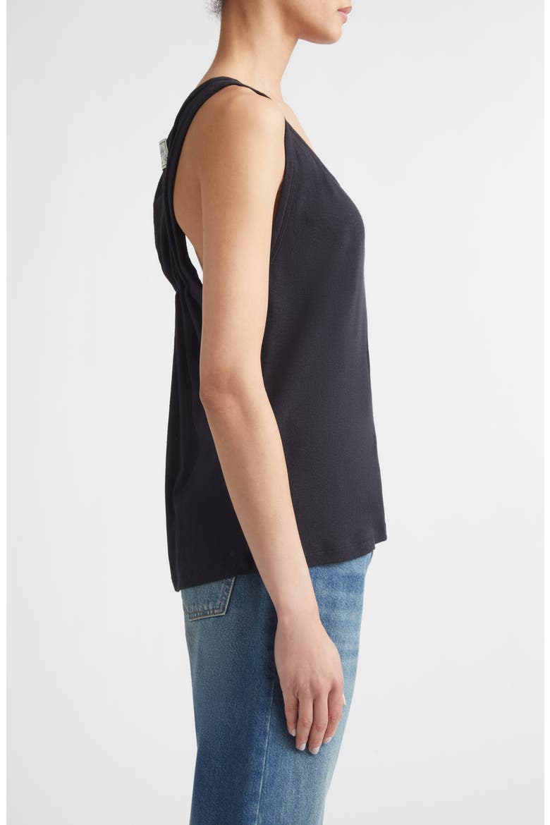 Split Cotton & Linen Jersey Tank, Alternate, color, BLACK