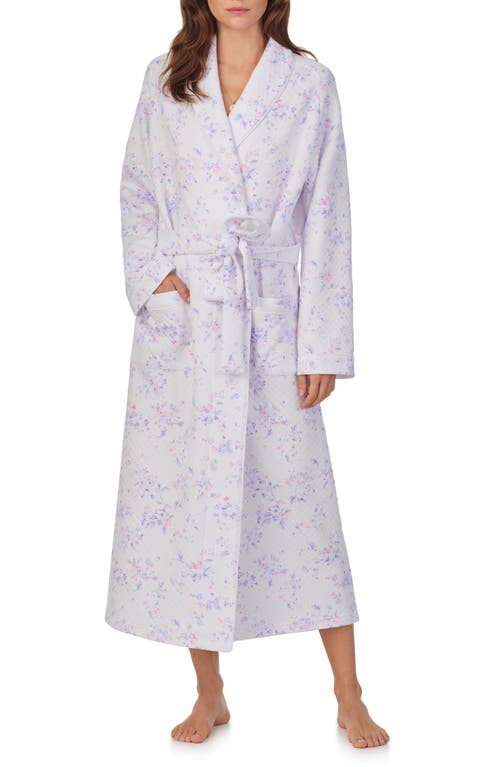 Eileen West Floral Quilted Cotton Ballet Robe In White Lilac