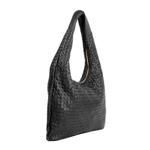 The Artisan & Company Woven Leather Slouchy Hobo Bag-black
