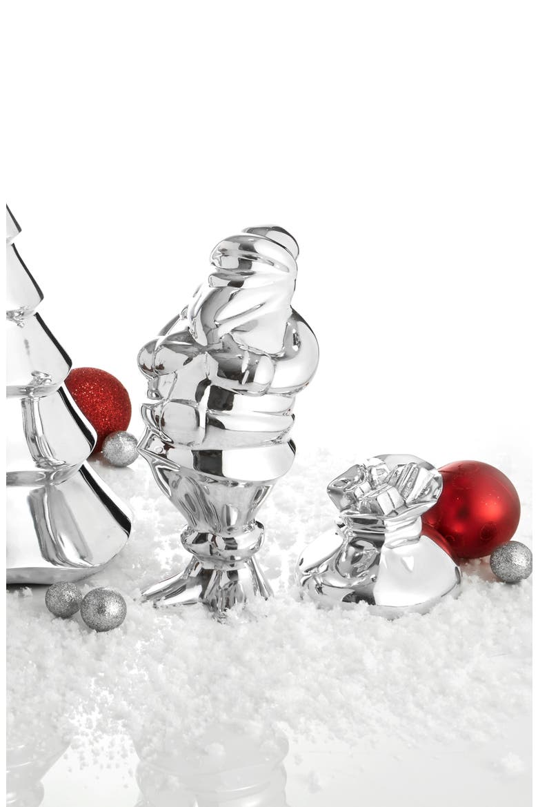 Mini Santa & Gift Bag Figurine Set, Alternate, color, WHITE