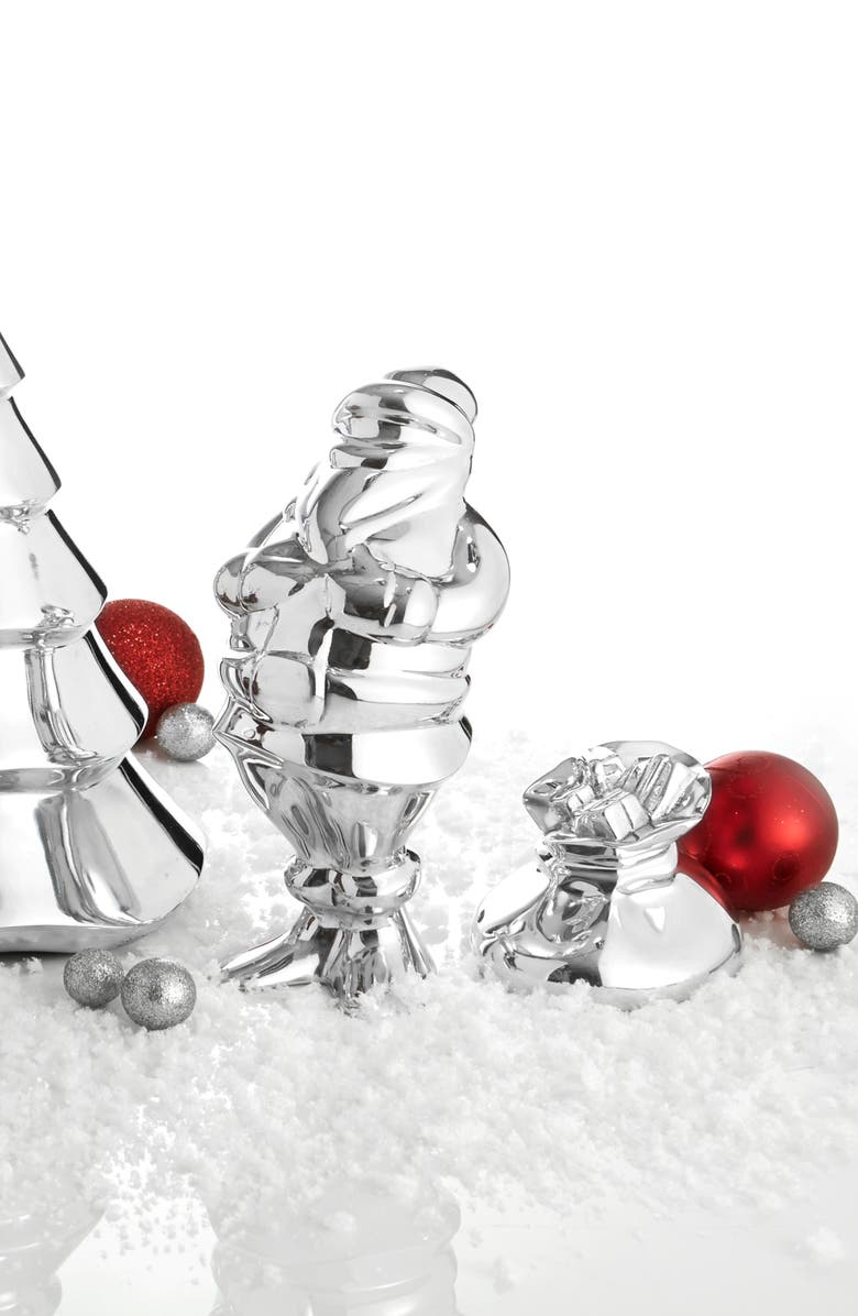 Nambé Mini Santa & Gift Bag Figurine Set, Alternate, color, White