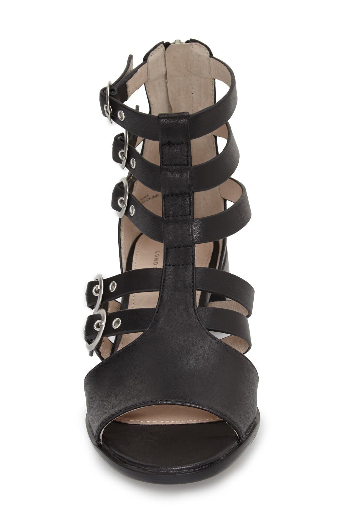 'Bea' Buckle Sandal, Alternate, color, BLACK LEATHER