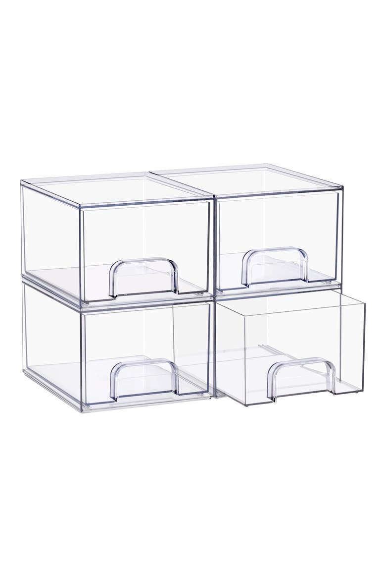 Set of 4 Small Stackable Storage Drawers, Main, color, NO COLOR