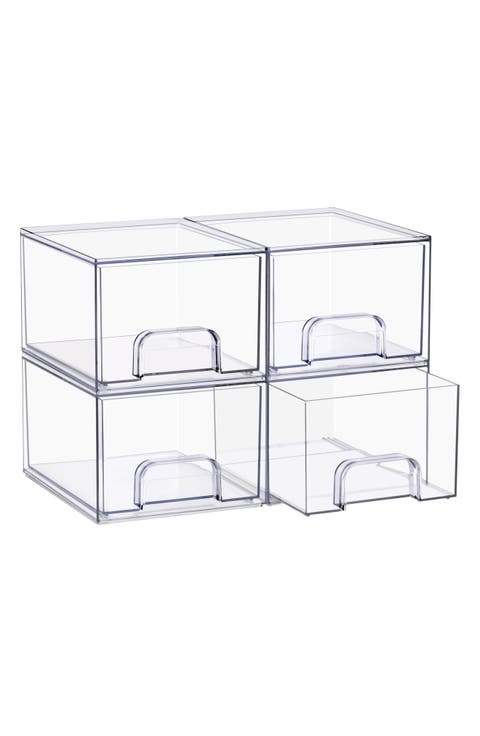 Set of 4 Small Stackable Storage Drawers