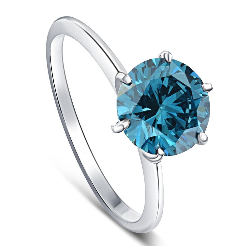 Bliss Diamond 2Ct Blue Diamond Solitaire Engagement Ring in 14k or Gold ...