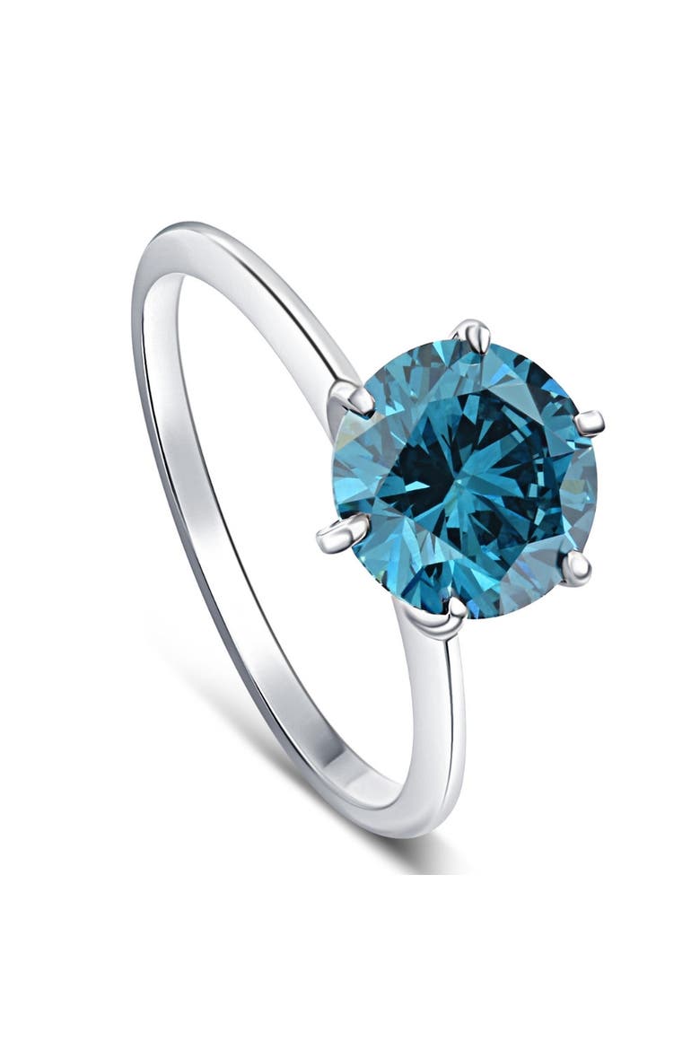 2Ct Blue Diamond Solitaire Engagement Ring in 14k or Gold Lab Grown, Alternate, color, 14k White Gold
