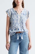 Treasure & Bond Crochet Trim Linen Blend Top