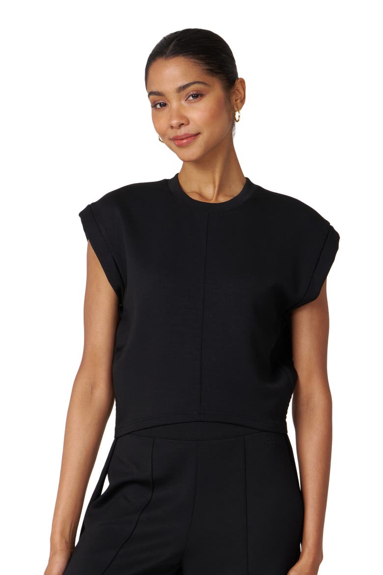 Nadine Scuba Knit Shirring Top, Alternate, color, Black